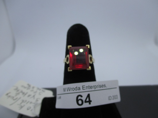 Ring-10K synthetic ruby, size 5.75