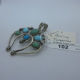 Pendent-signed CP sterling & turquoise