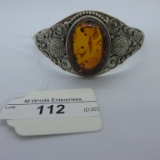 Ring-.925 sterling w/amber stone