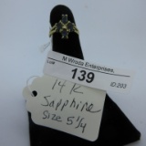 14K ring sapphire, size 5.25