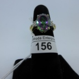 10K Gold Ring, Mystic Topaz  Size 6.25