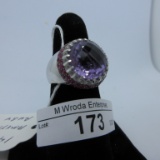 14K Gold Ring w/ Amethyst & Ruby's size 7.25