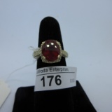 14K Gold Ring w/ rubelite size 7.5