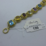 Sterling Bracelet w/ Gem Stones