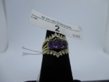 Ring-14K Amethyst/Diamond, size 8