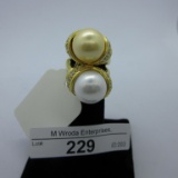 2 Sterling & Pearl rings size 7.25