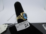 Ring-14K blue topaz, size 8