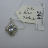 10 K Gold Blue Topaz pendant