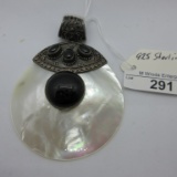 925 Sterling MOP pendant,   Large apporx 3