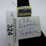 14K Gold Ring - Diamond / Sapphire  Size 9