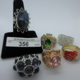 Assorted Costume Jewelry rings as shown