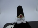 Ring-10K synthetic ruby, size 9