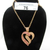 14K Gold Necklace w/ Ruby , Rose gold chain