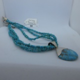 Necklace-sterling & turquoise beading