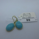 Earrings-sterling w/turquoise scarabs