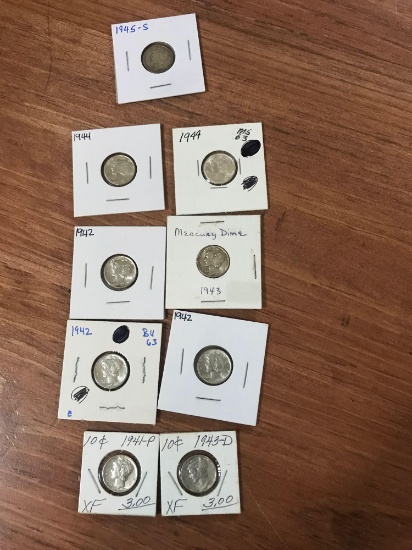 Mercury Dimes (9)