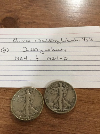 Silver Walking Liberty Half Dollars 1934,1934-D