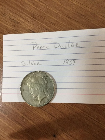 Peace Dollar Silver 1934