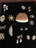Old Compact + Costume Jewelry
