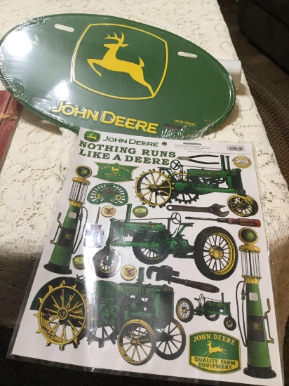 John Deere Calendar,John Deere license Plate, John Deere Stickers NIP