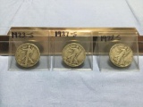 1923-S,1927-S,1928-S Walking Liberty Half Dollars (3)