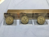 1937,1937-D,1937-S, Walking Liberty Half Dollars (3)