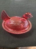 LRG. cranberry Hen on Nest