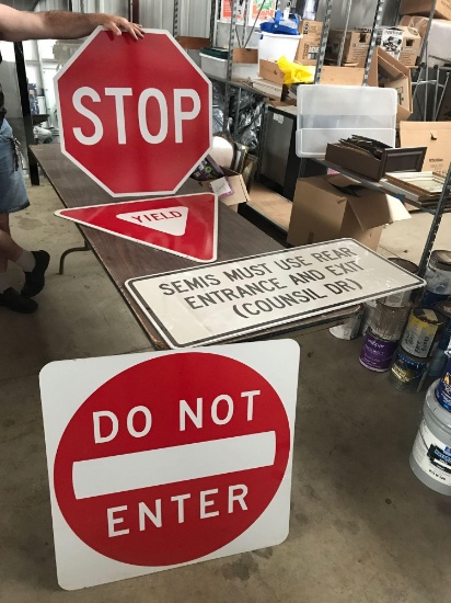 Stop, Yield, do not enter, semi signs