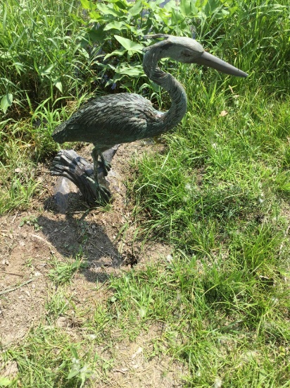 Bronze Blue Heron  Fountain