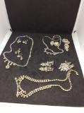 Rhinestone Three Necklace and Six Pair of Earring?s