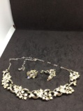 Coro Silvertone Necklace and Earrings