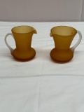 Pair of Frosted Amber Mini Pitchers