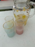 Vintage Pitcher and 3 Glasses