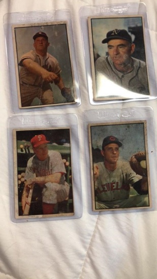 1953 Bowman Color Lot of 4 Vintage Baseball Cards