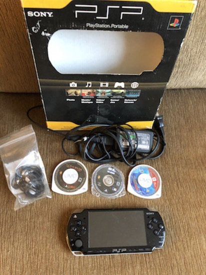Sony PSP with 3 Games and Acc. Needs a Battery tested works great