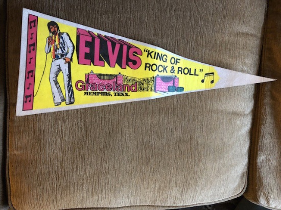 Vintage 1970+IBk-s Elvis Graceland Pennant