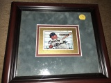 Mickey Mantle vintage autographed baseball card framed really nice Bold autograph