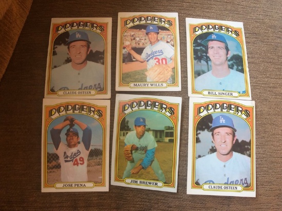 1972 Topps Vintage Baseball card Dodgers Lot