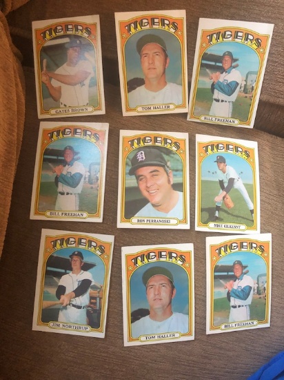 1972 Topps Vintage Baseball card Detroit Tigers Lot