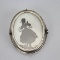 Art Deco .800 Silver Mother of Pearl Silhouette Brooch or Pendant