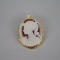 18k Yellow Gold Hand Carved Cameo Pin or Pendant
