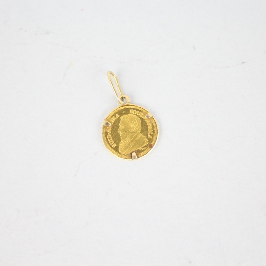 1980 South Africa Gold Krugerrand Coin Pendant
