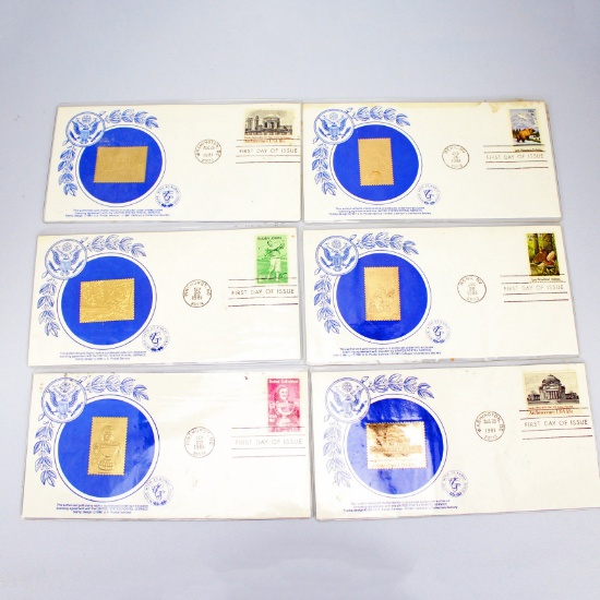 Six 1981 Original & 22k Gold Replica Stamps First Day Issue