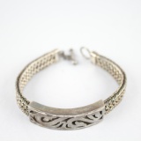 Vintage Sterling Silver Ladies Toggle Bracelet 7 & 3/4