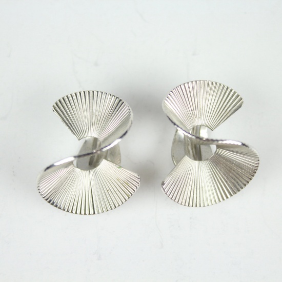 Rare Napier Sterling Silver Modernist Design Clip On Earrings