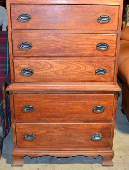 Cherry wood chest of drawer. 3 over 2