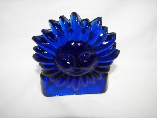 BLUE GLASS SUN - TEA CANDLE HOLDER