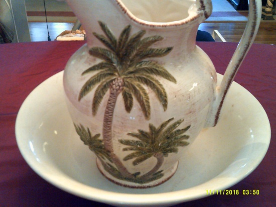 PALM INSPIRED PITCHER WITH BOWL