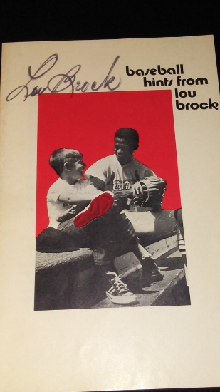 LOU BROCK SIGNED "BASEBALL HINTS" BOOKLET