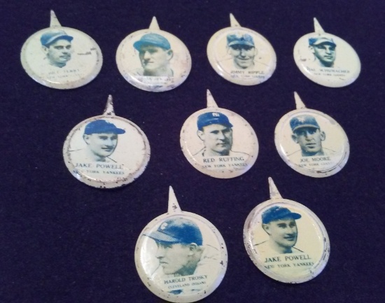 1938 OUR NATIONAL GAME PINS LOT OF 9 PINS